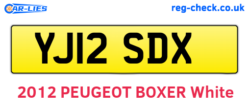 YJ12SDX are the vehicle registration plates.
