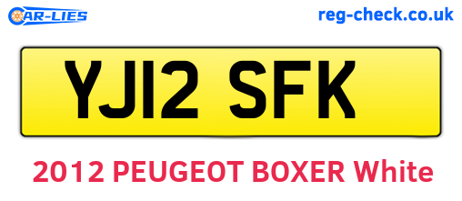 YJ12SFK are the vehicle registration plates.