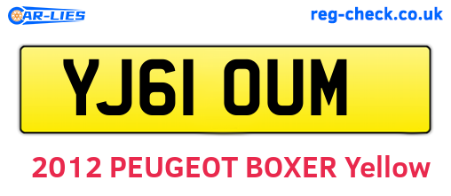 YJ61OUM are the vehicle registration plates.