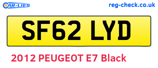 SF62LYD are the vehicle registration plates.