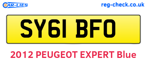 SY61BFO are the vehicle registration plates.