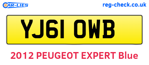 YJ61OWB are the vehicle registration plates.