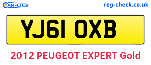 YJ61OXB are the vehicle registration plates.