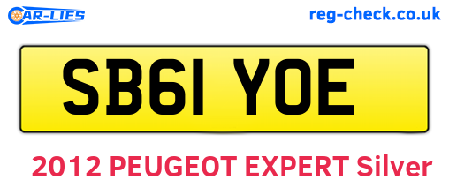 SB61YOE are the vehicle registration plates.