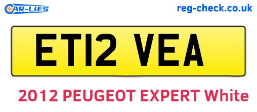 ET12VEA are the vehicle registration plates.