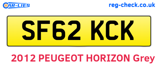 SF62KCK are the vehicle registration plates.