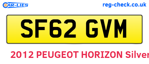 SF62GVM are the vehicle registration plates.