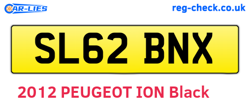 SL62BNX are the vehicle registration plates.