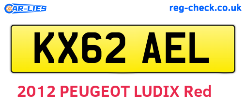 KX62AEL are the vehicle registration plates.