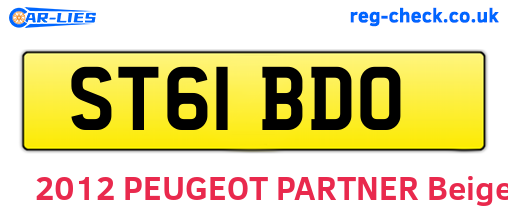 ST61BDO are the vehicle registration plates.