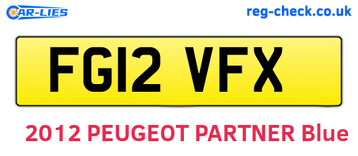FG12VFX are the vehicle registration plates.