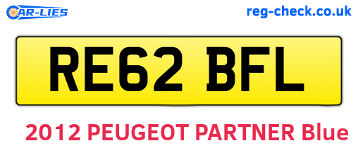 RE62BFL are the vehicle registration plates.