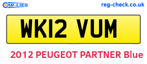 WK12VUM are the vehicle registration plates.