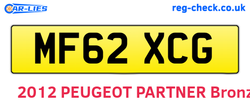 MF62XCG are the vehicle registration plates.