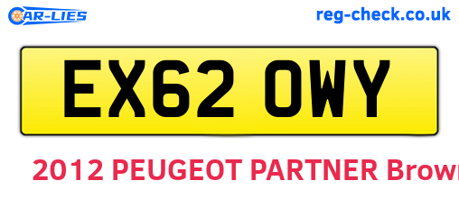 EX62OWY are the vehicle registration plates.