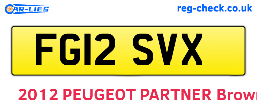FG12SVX are the vehicle registration plates.