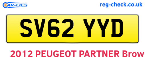 SV62YYD are the vehicle registration plates.