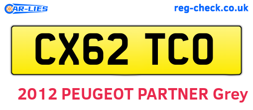 CX62TCO are the vehicle registration plates.
