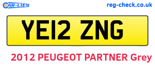 YE12ZNG are the vehicle registration plates.