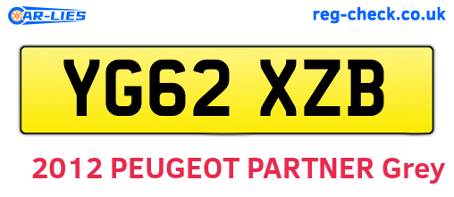 YG62XZB are the vehicle registration plates.