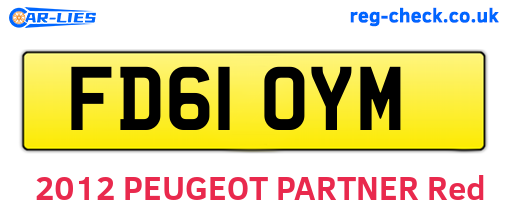 FD61OYM are the vehicle registration plates.