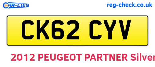 CK62CYV are the vehicle registration plates.