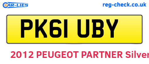 PK61UBY are the vehicle registration plates.