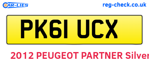 PK61UCX are the vehicle registration plates.
