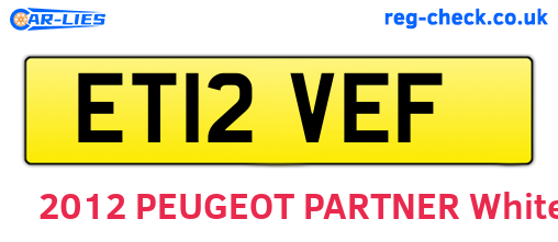 ET12VEF are the vehicle registration plates.