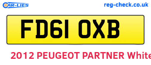 FD61OXB are the vehicle registration plates.