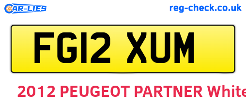 FG12XUM are the vehicle registration plates.