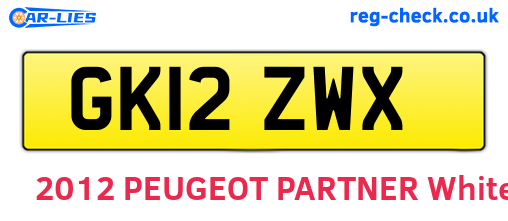 GK12ZWX are the vehicle registration plates.