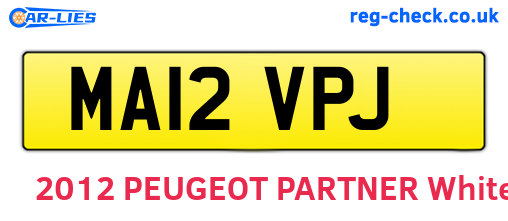 MA12VPJ are the vehicle registration plates.
