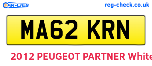 MA62KRN are the vehicle registration plates.