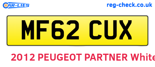 MF62CUX are the vehicle registration plates.