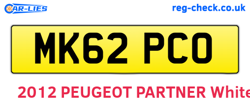 MK62PCO are the vehicle registration plates.