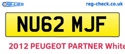 NU62MJF are the vehicle registration plates.