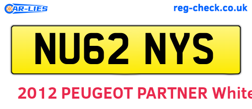 NU62NYS are the vehicle registration plates.