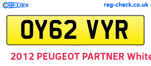 OY62VYR are the vehicle registration plates.
