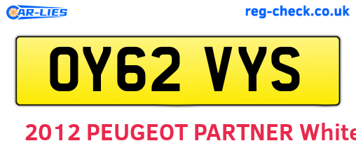 OY62VYS are the vehicle registration plates.