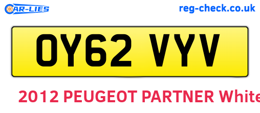 OY62VYV are the vehicle registration plates.