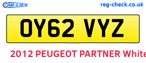 OY62VYZ are the vehicle registration plates.