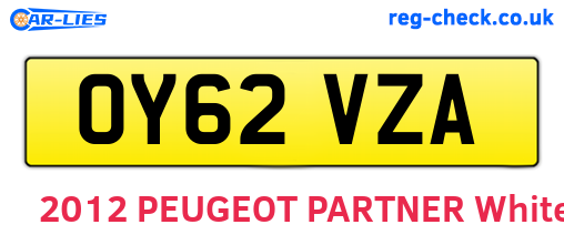 OY62VZA are the vehicle registration plates.