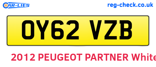 OY62VZB are the vehicle registration plates.