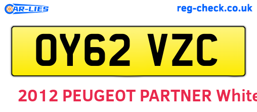 OY62VZC are the vehicle registration plates.