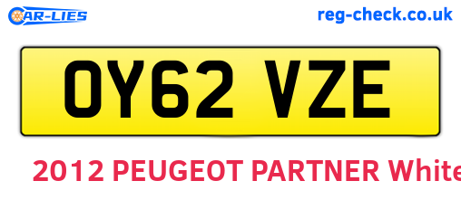 OY62VZE are the vehicle registration plates.