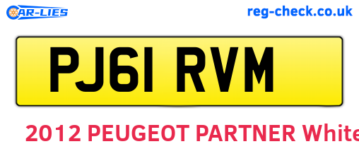 PJ61RVM are the vehicle registration plates.