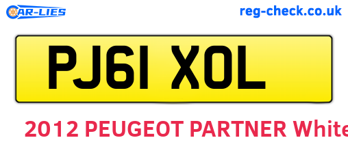 PJ61XOL are the vehicle registration plates.