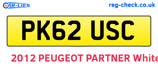 PK62USC are the vehicle registration plates.