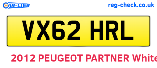 VX62HRL are the vehicle registration plates.